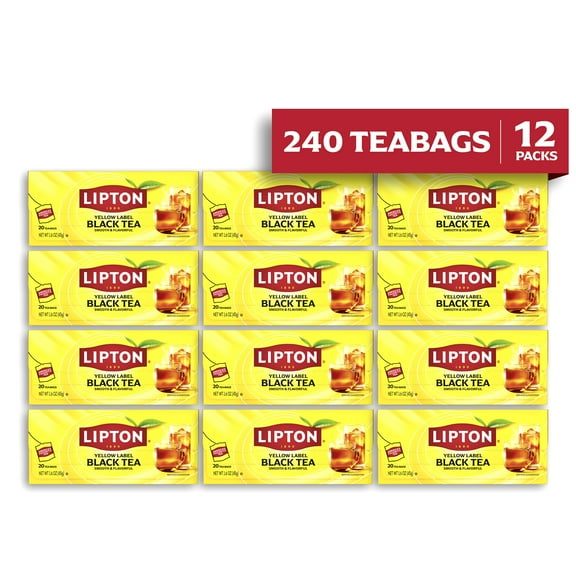 Lipton Black Tea Bags, 20 Count, Pack of 12