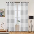 thumbnail image 2 of Grey Plaid Kitchen Curtains 84 Inch Length, Spring Summer Farmhouse Buffalo Checkered Grommet Top Bedroom Living Room Curtains, Light Filtering Cafe Curtain Drapes 2 Panels Set 84''x84'', 2 of 9