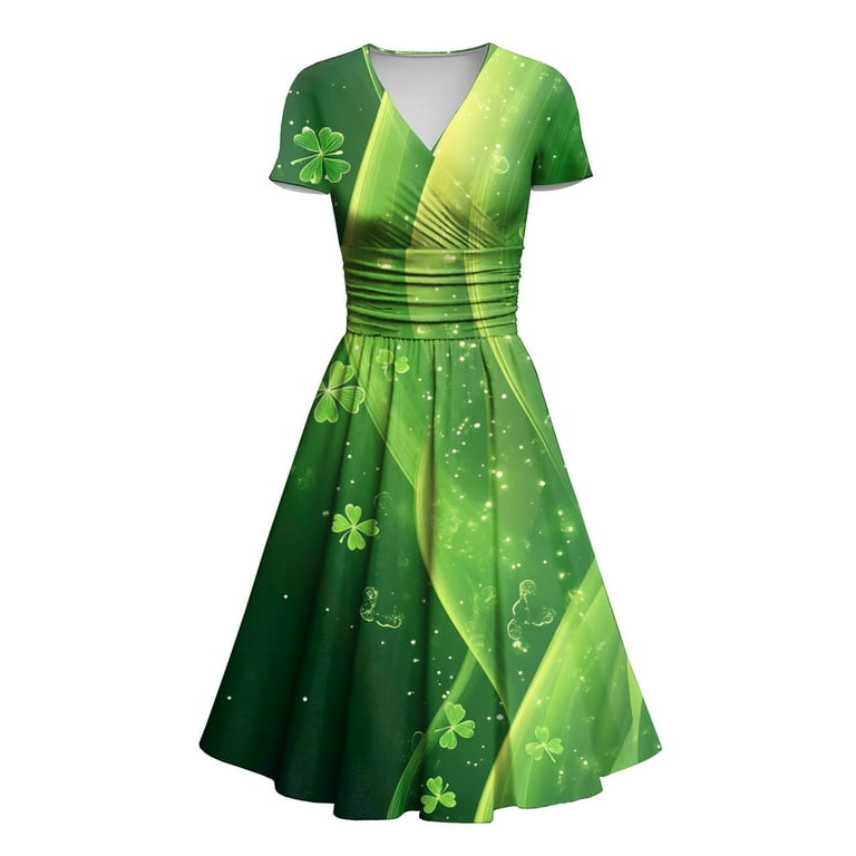 St Patrick Day Dresses for Women Irish Festival Holiday Wrap