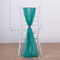 BalsaCircle 50 Turquoise Extra Premium Chiffon Chair Sashes Bows Ties Ceremony