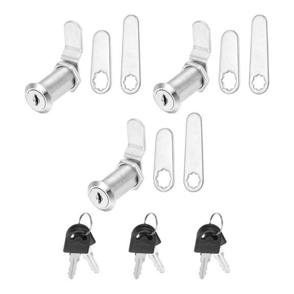 Uxcell Keyed Alike Cabinet Locks 1-1/2 Inch with Key for RV Drawer Storage, Silver 3 Pack