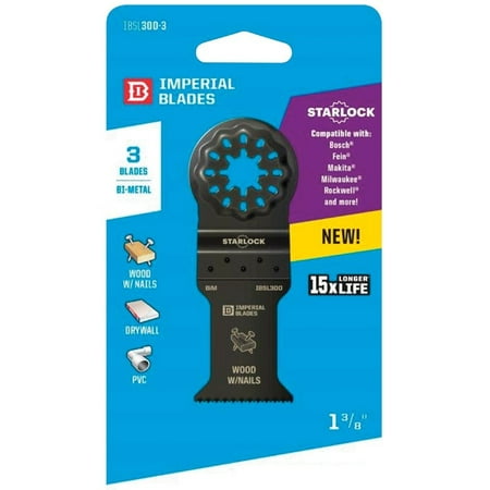 

Imperial Blades Imperial Blades IBSL300-3 Starlock Universal Wood & Metal Flush Cut Blades 1-3/8