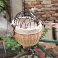 thumbnail image 4 of Wicker Bike Basket for Small Dogs Cats Pet Carrier Front Basket with Wire Mesh Cover, 4 of 8