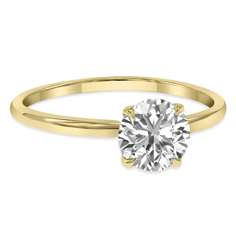 SZUL Women's Lab Grown IGI Certified 1 Carat Diamond Solitaire Ring in 14K  Yellow Gold (I-J Color, I1-I2 Clarity) 