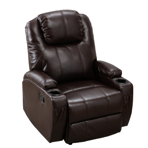Recliner Chair With 2 Cup Holders Manual Ergonomic Leather Brown Com - Leather Recliner Chair With Drink Holder Recliner Chair With 2 Cup Holders Manual Ergonomic Leather Brown Com - Leather Recliner Chair With Drink Holder