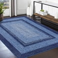 thumbnail image 2 of Garvee 9'x12' Rug Braided Print Area Rug Farmhouse Border Rug Geometric Area Rug Stain-Resistant Non-Shedding Accent Rug, Navy Blue, 2 of 7