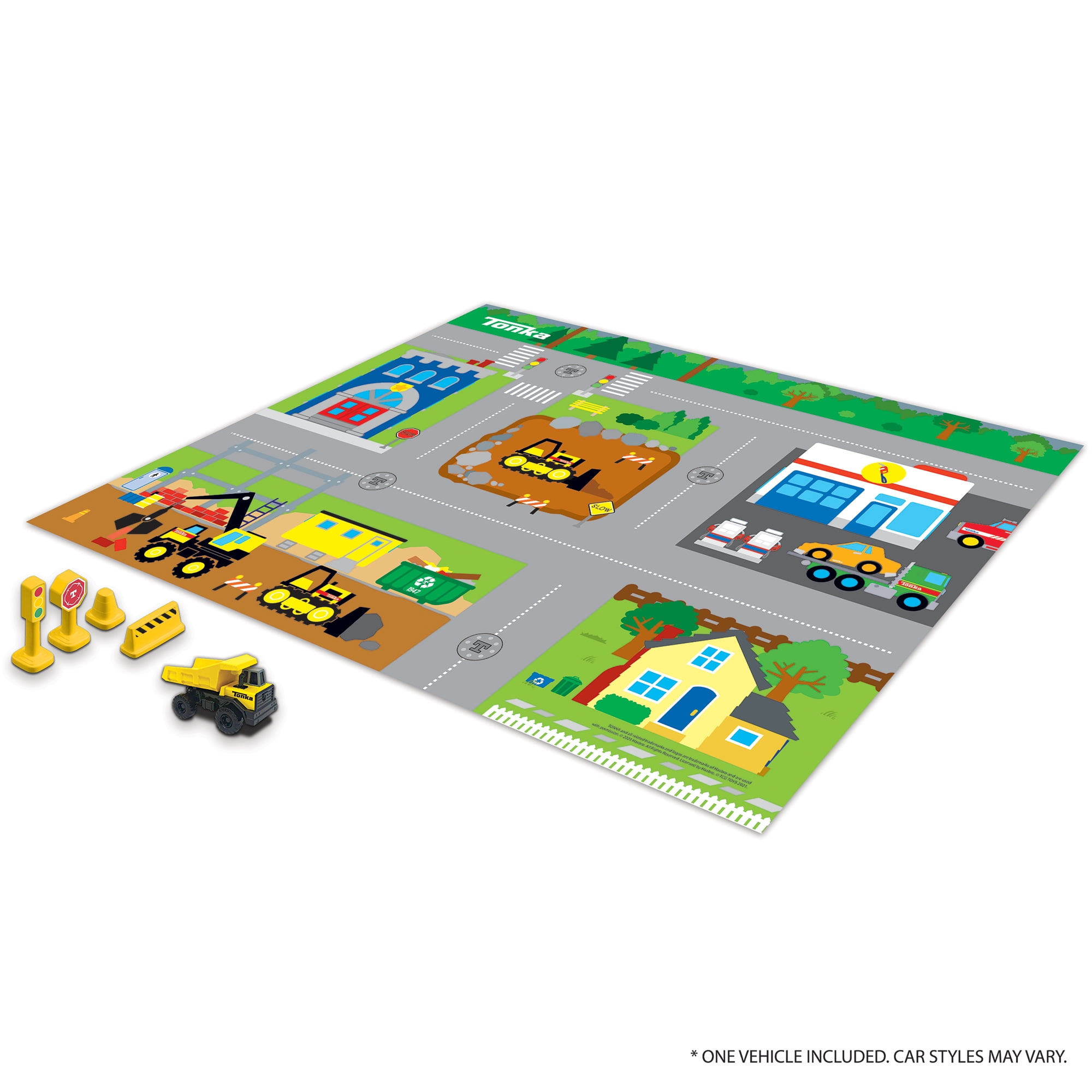 Imaginmat: Deluxe - Tonka - Floor Playmat & Toy Car, 30.5 x 20.5", Character Vehicle & Road Accessories, Durable EVA Foam Mat, Licensed, Kids Ages 3+