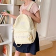 thumbnail image 4 of Sweet Polka Dot Backpacks Large Capacity Cute Lace Trim Backpack Soft Nylon Schoolbag Outdoor Travel Trip Backpack (Yellow), 4 of 11