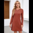 thumbnail image 4 of Vestidos Casuales de Larga para Mujer, Estilo Camiseta , Conjuntos de Otoño Rojo Ladrillo M, 4 of 8