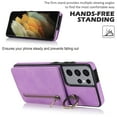 thumbnail image 6 of Mantto Wallet Case for Samsung S21 Ultra, Slim Premium Credit Card Slot, Zipper Wallet Case with Ring Holder Kickstand Leather Magnetic Flip Back Shockproof Cover for Samsung Galaxy S21 Ultra, Purple, 6 of 10