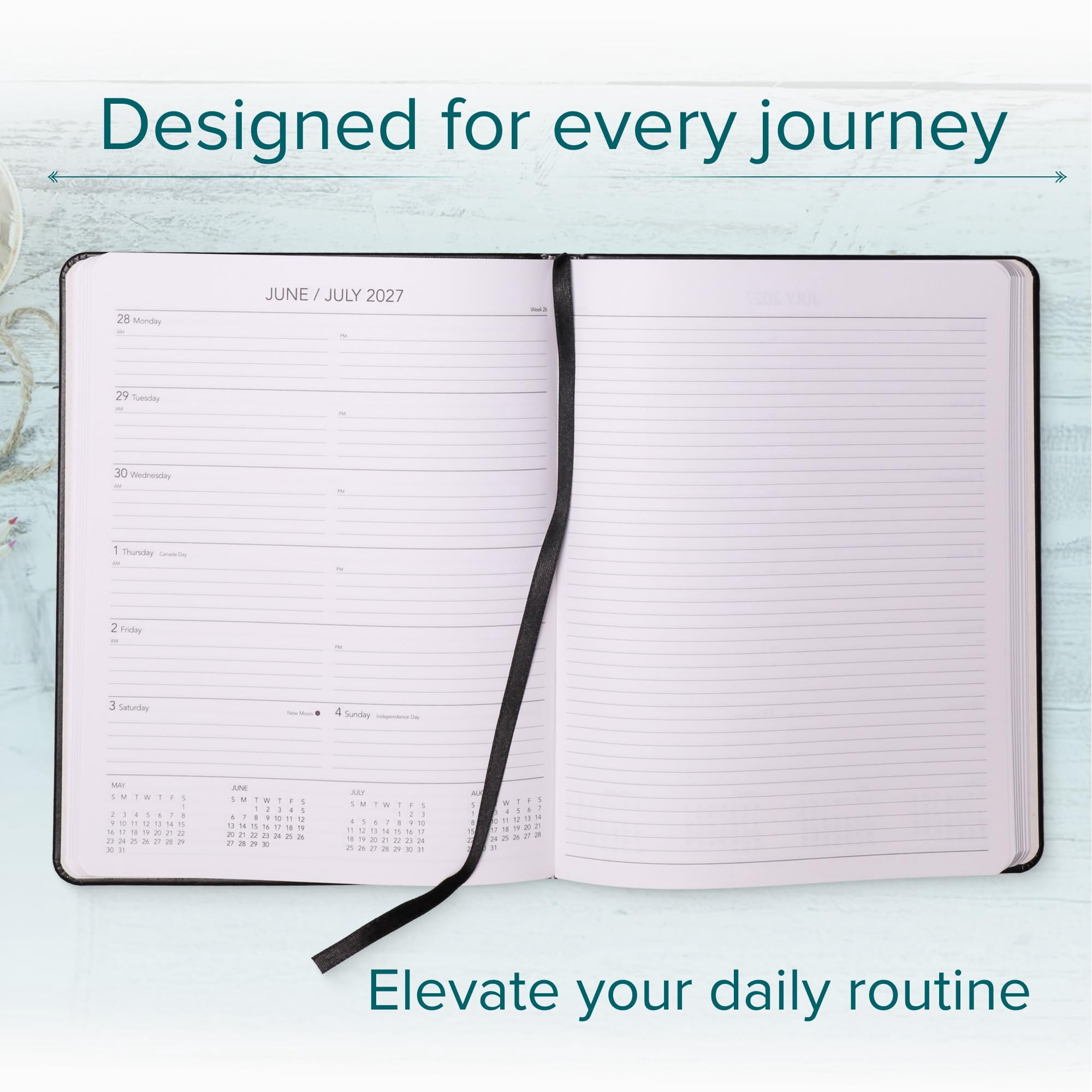 Harbor Weekly Journal Notebook Planner 2027 - Lined, Durable Faux Leather, Softcover, 176 Quality Pages - For Men and Women, For Writing, Work & Travel - Cambridge Burnt Orange - 9"x7"