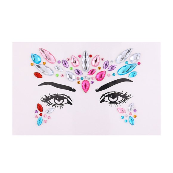 Zootealy Sparkling Rhinestone Face Adornment Stickers Set, Acrylic Resin Material, Multi-color Options, Stage Makeup Accessories, Eye Embellishments