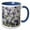 Blue/White, variant on 3drose, Purple Flower Tree Jacaranda Against Bright Sky Spiral, 11oz Two-tone Blue Mug