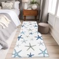 thumbnail image 6 of Navy Blue Beige Starfish Runner Rug 2x6 Washable Kitchen Rug Non-Slip Lightweight Thin Soft Low Pile Bathroom Runner Coastal Summer Beach Nautical Carpet for Hallway Laundry Room Bedroom Entryway, 6 of 9