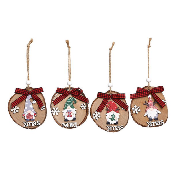 Decoraciones para árboles de Navidad YONGSHENG Gnomo Granja de madera 4 piezas