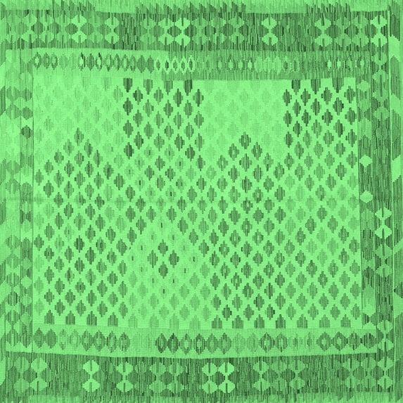 Ahgly Company Indoor Square Southwestern Emerald Green Country Area Rugs, 3' Square