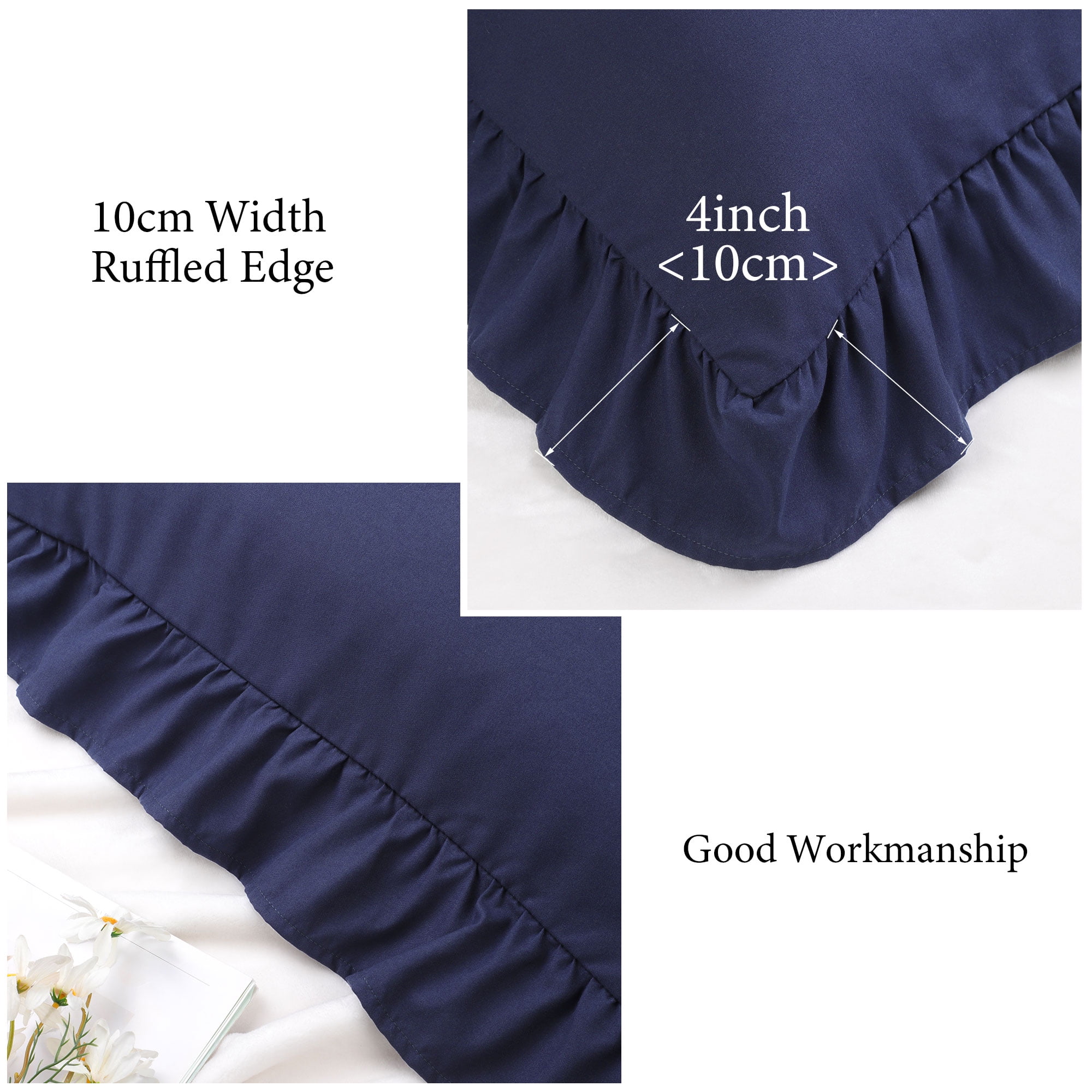 Unique Bargains Microfiber Ruffle Envelope Closure Body Pillowcases Navy Blue 20"x54"