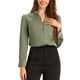 thumbnail image 1 of CAMISA DE SATÉN DE MANGA LARGA CON CUELLO ALTO Y VOLANTES PARA MUJERES INSPIRADAS CHIC XL VERDE POLVO, 1 of 6
