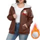 thumbnail image 5 of Sudadera informal con capucha y manga larga para mujer, estilo navideño, de gran tamaño, color liso, con cremallera, capucha y forro polar grueso, chaqueta de manga larga con hombros descubiertos, blu, 5 of 5