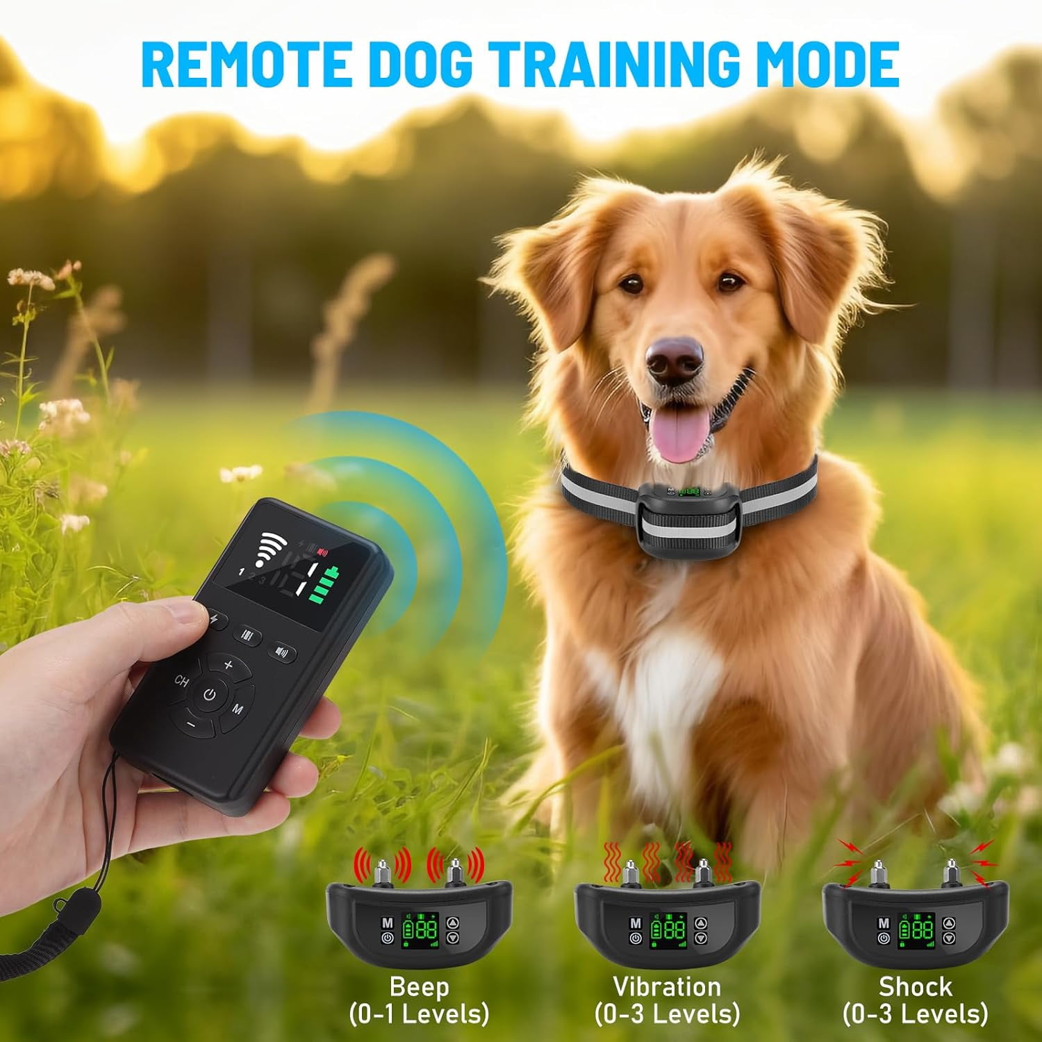 2 in 1 GPS Wireless Dog Fence, Dog Training Collar with Remote, Radius from 33 Yards to 1083 Yards, Electric Pet Containment System, Waterproof Collar, Beep Vibration Shock, for Dogs Over 20 Lbs