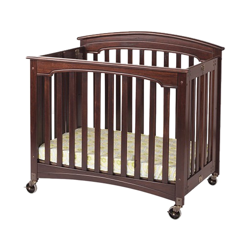 Royale EasyRoll Folding Fixed Side Compact Crib, Antique Cherry