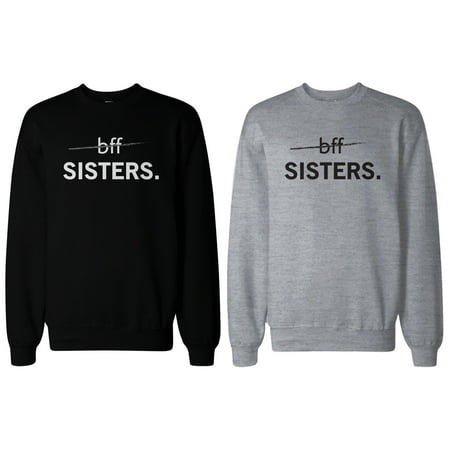 Matching BFF Black and Grey BFF Sister Sweatshirts for Best