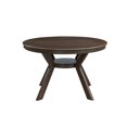 thumbnail image 4 of GZXS 47.2" Mid-Century Modern Round Dining Table for 4-6 People, MDF Top with Rubber Wood Legs, Kitchen/Restaurant Table with Small Open Shelf (Dark Brown), 4 of 7