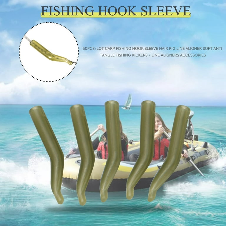 50Pcs/Lot Carp Fishing Hook Sleeve Hair Rig Line Aligner Soft Anti Fishing  / Line Aligners Accessories