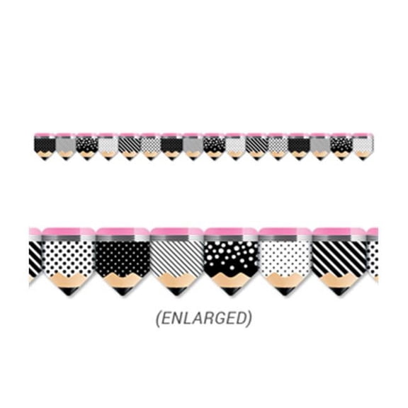 Striped and Spotted Pencil Border Bold and Bright