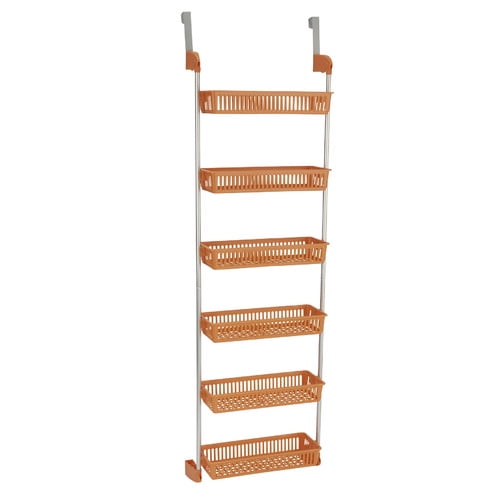 Household Essentials 6 Basket Over the Door Storage Rack, Orange