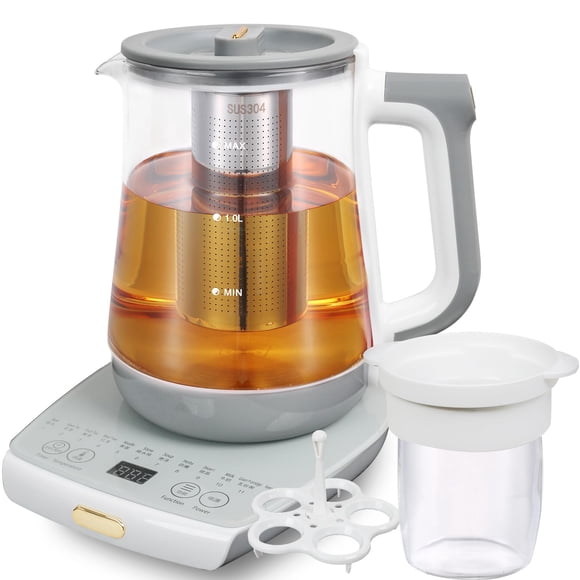 cglightwsparkle Health Pot Electric Kettle with Infuserand stew pot,Smart Fruit Hot Tea Maker, Temperature Control and Tea Keep Warm, 12 Functional P