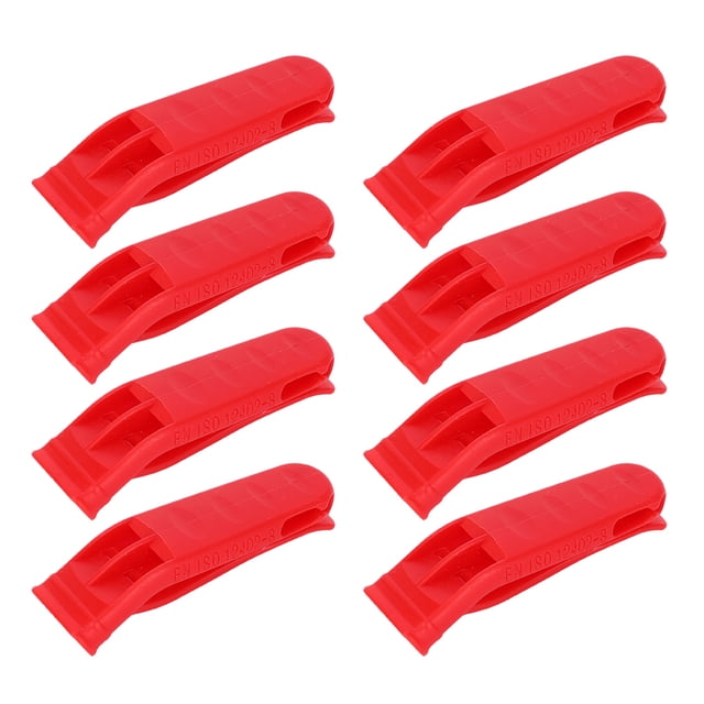 LHCER 8PCS Plastic Bright Red Lightweight Life Vest Dual Frequency Outdoor Survival Rescue Emergency Long Distance High Pitch Whistle,Emergency Whistle,Dual Frequency Whistle