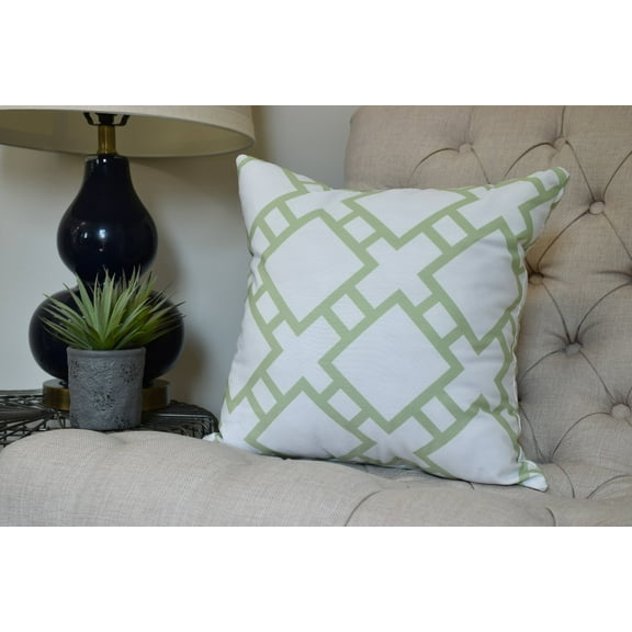 26 x 26 inch, Square in St. Louis Geometric Print Pillow, Green