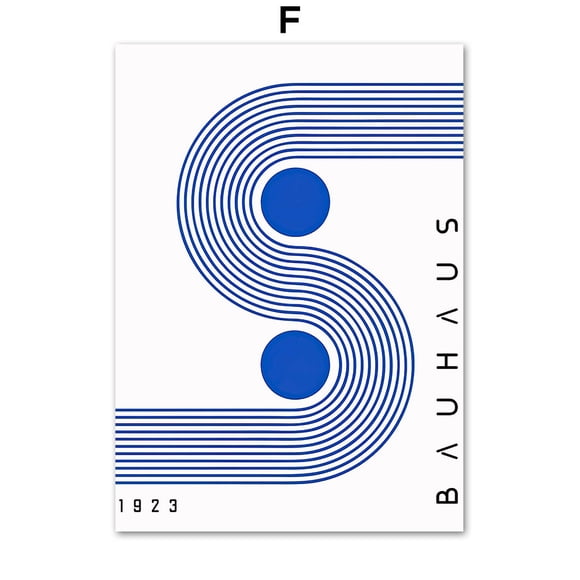 Mid Century Modern Blue Bauhaus Canvas Paintings Abstract Geometry Wall Art Posters And Prints for Living Room Home Decor50 x 70 cm, unframed,6