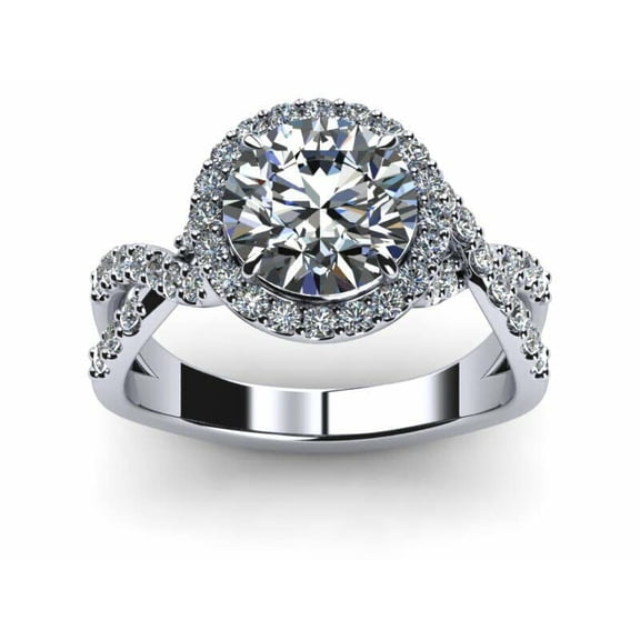 HeartsAndYou 1.4ct Round Cut Moissanite Infinity Halo Engagement Ring for Women 18k White Gold Over Silver