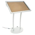 thumbnail image 1 of Displays2go Menu Display Stand, LED Lights, Cork Board, Outdoor, Wheels, Silver (ODCKLED85S), 1 of 1