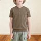 thumbnail image 5 of Camisa de Manga Corta para Niños Niño de Cumpleaños Color Sólido Cuello Redondo Casual Top de Verano Suave, 5 of 7