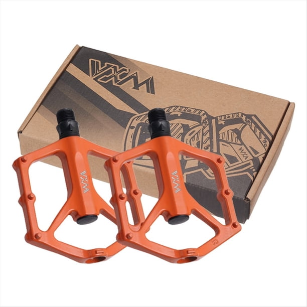 Pedales de Bicicleta 2 Piezas Ultraligeros BMX de Carretera, Antideslizantes, de Aleación de Aluminio, Color Naranja.