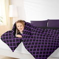 thumbnail image 4 of Homewish Chic Buffalo Plaid Full Size Comforter Sets for Adult, Purple Stripes Ombre Bedding Comforter Set, Ribbon Bowknot Reversible Bedding Sets, Breathable Home Decor, 3pcs, 4 of 8