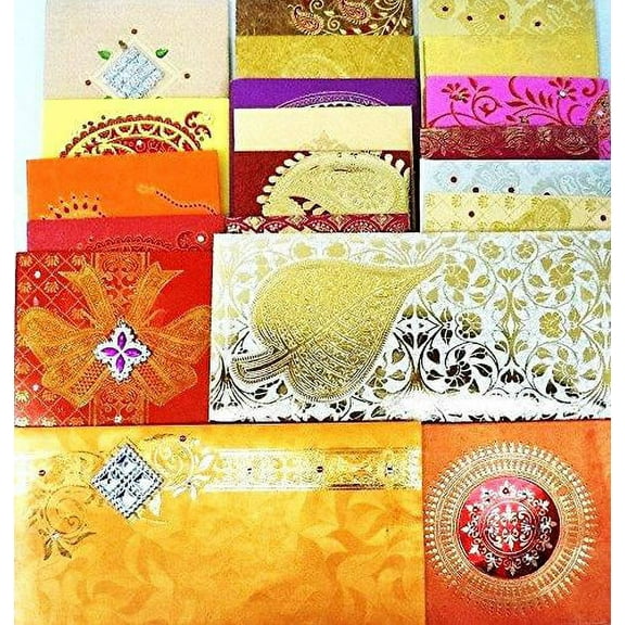 Lightahead® GIFT ENVELOPE CARD MONEY HOLDER FANCY PACKET FOR WEDDING ANNIVERSARY CHRISTMAS AND OTHER FESTIVE OCCASIONS ASSORTED COLORS & DESIGNS (SET OF 20)
