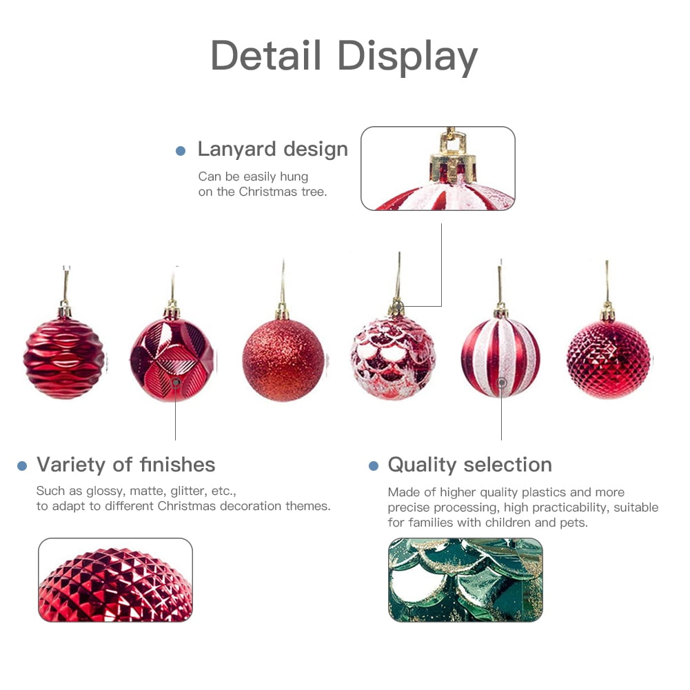 Private Jungle Christmas Tree Decoration Ornaments Pendants 12pcs Shatterproof Balls Large Hanging Ball for Xmas Hanging Decorations Festival Holiday Wedding Party Decor,Red