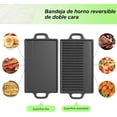 thumbnail image 4 of Plancha Hierro Fundido Reversible, Sartén para parrilla 2 en 1 de doble cara, Plancha de Hierro Fundido, Fácil de limpiar, antiadherente, Adecuado para Estufas de gas y barbacoas, 4 of 4