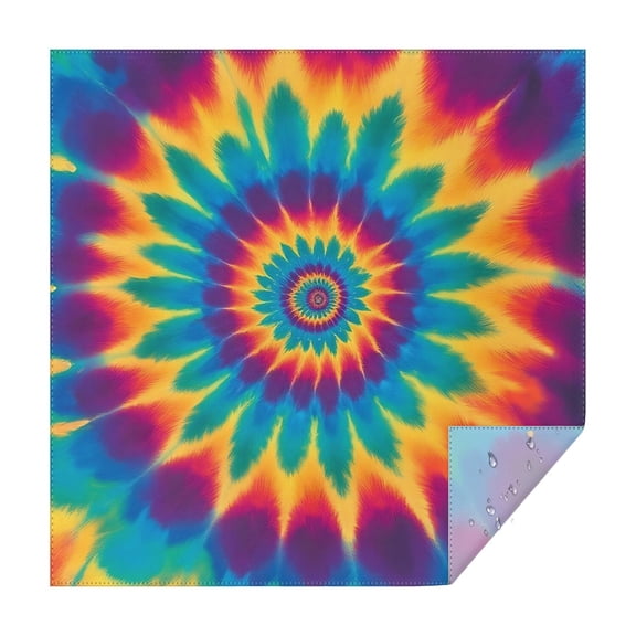 Colorful Tie Dye Mandala Pattern Square Tablecloth,Waterproof Square Table Cover,Wipeable Spillproof Washable Table Cover for Home Kitchen Party Decor 42"X42"(107x107cm)
