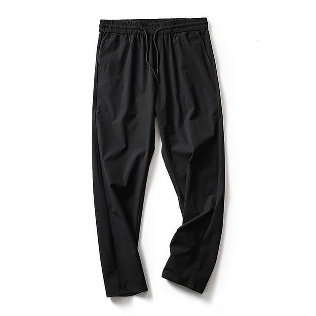 Lightweight Men's Tracksuit Pants With Waistband Pockets Open Bottom Straight Leg Casual