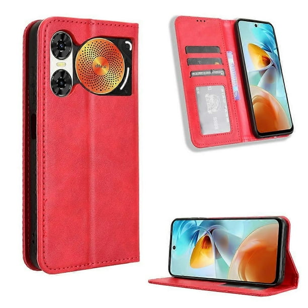 For ZTE nubia Music 2 Retro PU Leather Case Phone Wallet Stand Cover - Black
