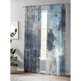 thumbnail image 4 of Sheer Curtains 84 Inches Long 2 Panels Set for Living Room, Navy Blue Grey Semi Sheer Curtains for Windows, Modern Oil Painted Abstract Art Aesthetics Voile Window Treatments Rod Pocket Curtain, 4 of 7