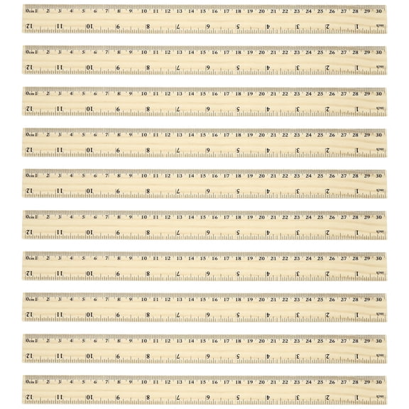 Uxcell 12 Inch Wooden Rulers, 24Pcs Drafting Ruler Measuring Drafting Tools with Centimeters and Inches for Office Home Teacher Drawing Supplies, Wood