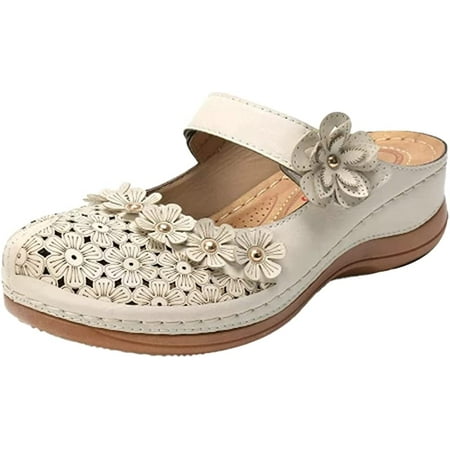 

DabuLiu Comfy Flat Sandals for Women Girl Summer Flower Slide Sandals with Non-Slip Soles Soft Slip on Slide Sandals
