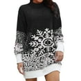 thumbnail image 2 of Christmas Sweater Dress for Women 2025 Lattern Sleeve Crewneck Snowflake Xmas Knitted Pullover Sweater Jumper Tops, 2 of 6