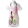 thumbnail image 3 of Teen Girls Apron Girl on Bike Passing by Cherry Trees Blooms Spring Nature Seasonal Illustration, Unisex Kitchen Bib Apron with Adjustable Neck for Cooking Baking Gardening, Pink Green, by Ambesonne, 3 of 3